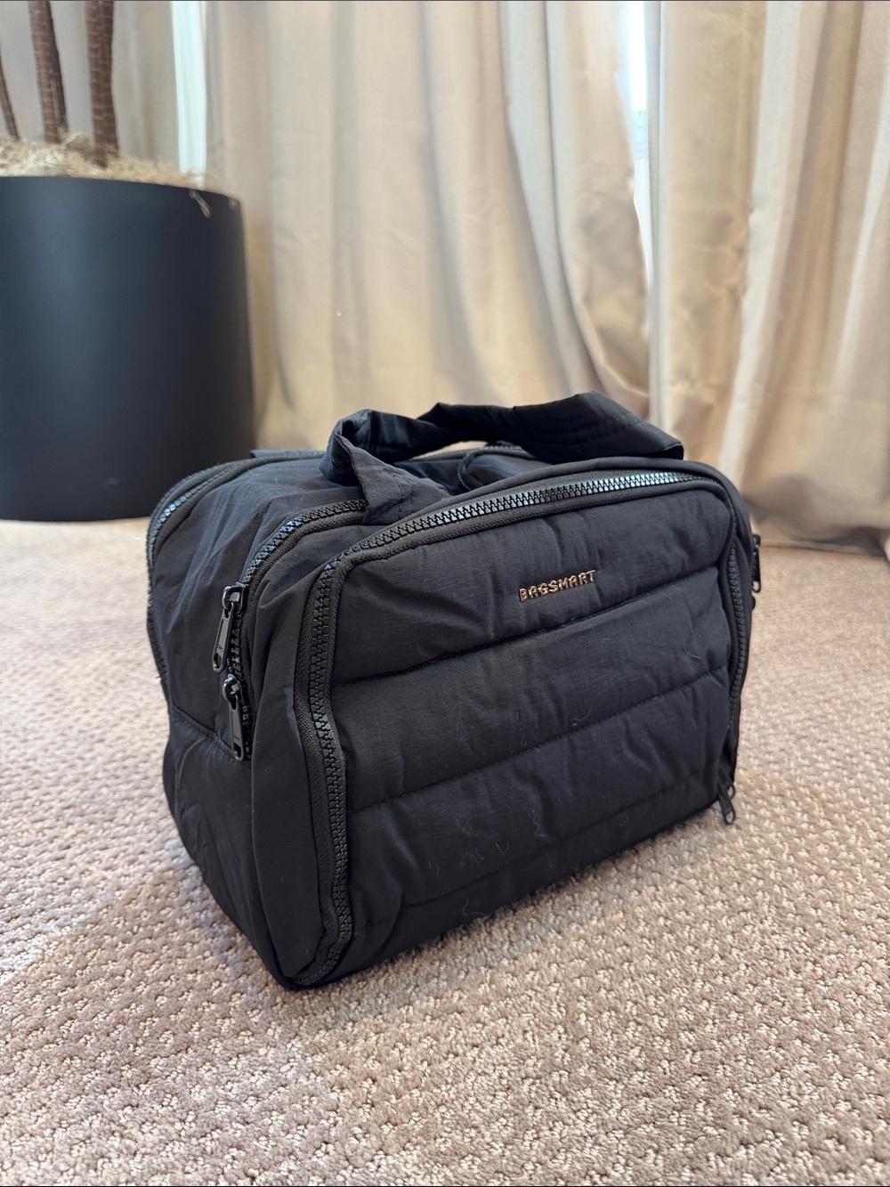 Black Quilted Travel Toiletry Bag